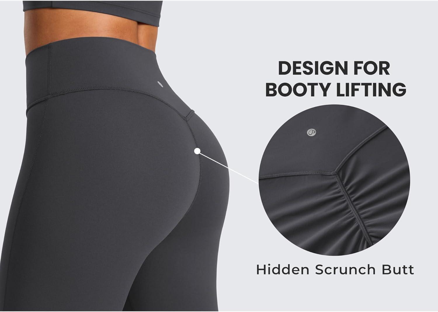 imageCRZ YOGA Secretsculpt Butterlift Flare Leggings 31quot No Front Seam High Waist Bootcut Yoga Pants Booty Scrunch ButtMysterious Grey