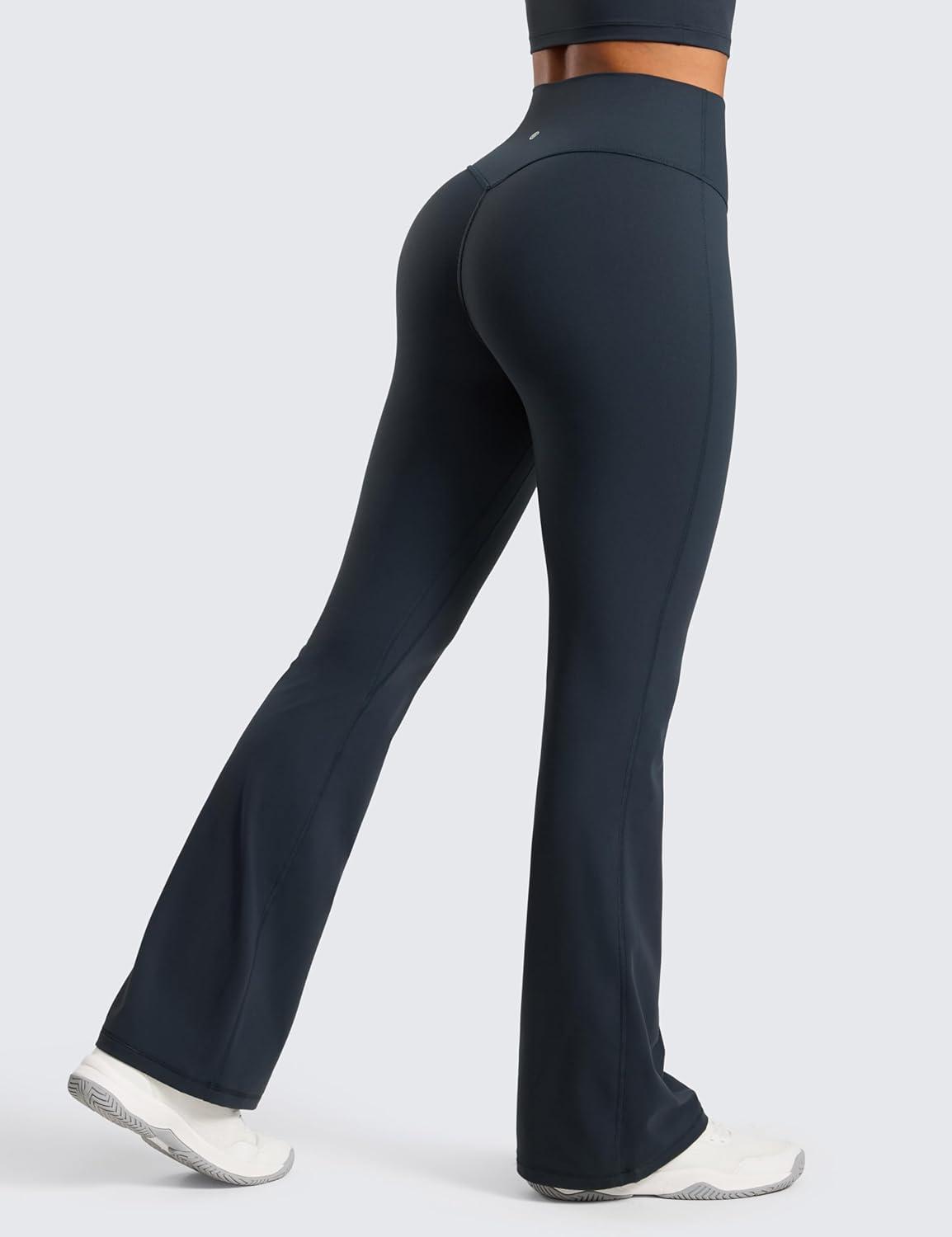 imageCRZ YOGA Secretsculpt Butterlift Flare Leggings 31quot No Front Seam High Waist Bootcut Yoga Pants Booty Scrunch ButtTrue Navy
