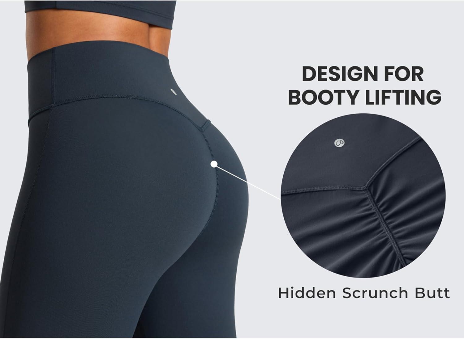 imageCRZ YOGA Secretsculpt Butterlift Flare Leggings 31quot No Front Seam High Waist Bootcut Yoga Pants Booty Scrunch ButtTrue Navy