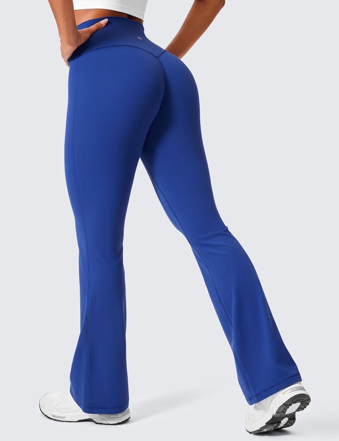 imageCRZ YOGA Secretsculpt Butterlift Flare Leggings 31quot No Front Seam High Waist Bootcut Yoga Pants Booty Scrunch ButtWaves Blue