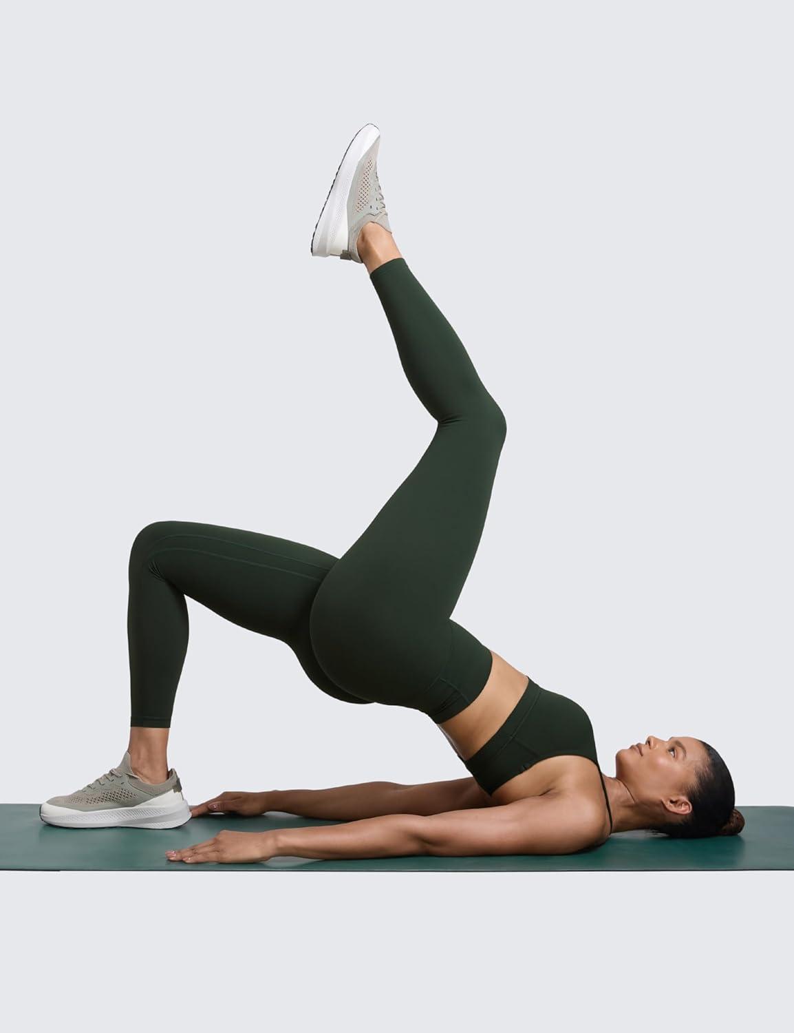 imageCRZ YOGA Secretsculpt Butterlift Workout Leggings 25quot No Front Seam High Waisted Womens Yoga Pants Booty Scrunch ButtLegend Green