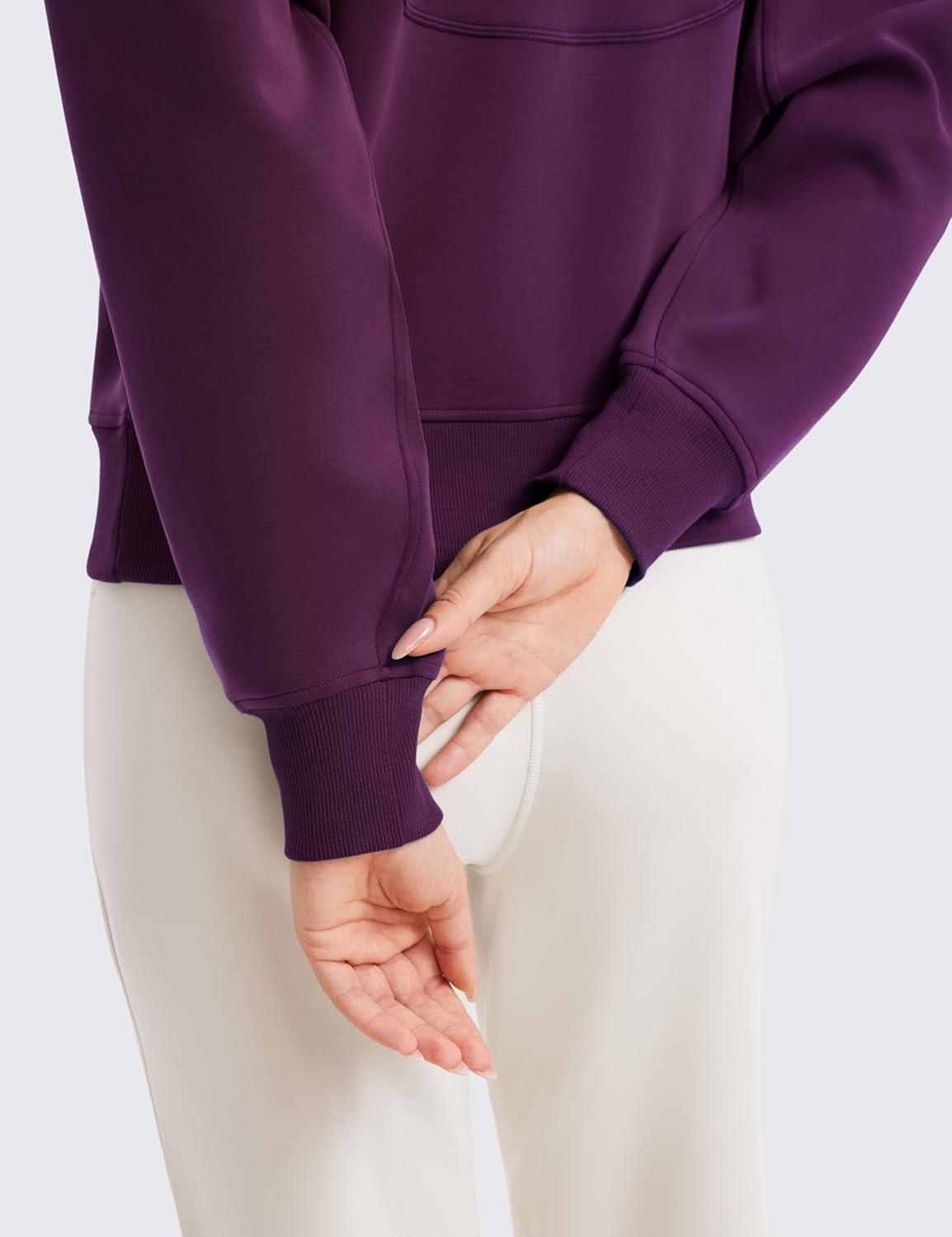 imageCRZ YOGA SoftAura Half Zip Sweatshirt for Women Pullover Workout Casual Funnel Neck Sweat Shirts with PocketPlum Magenta