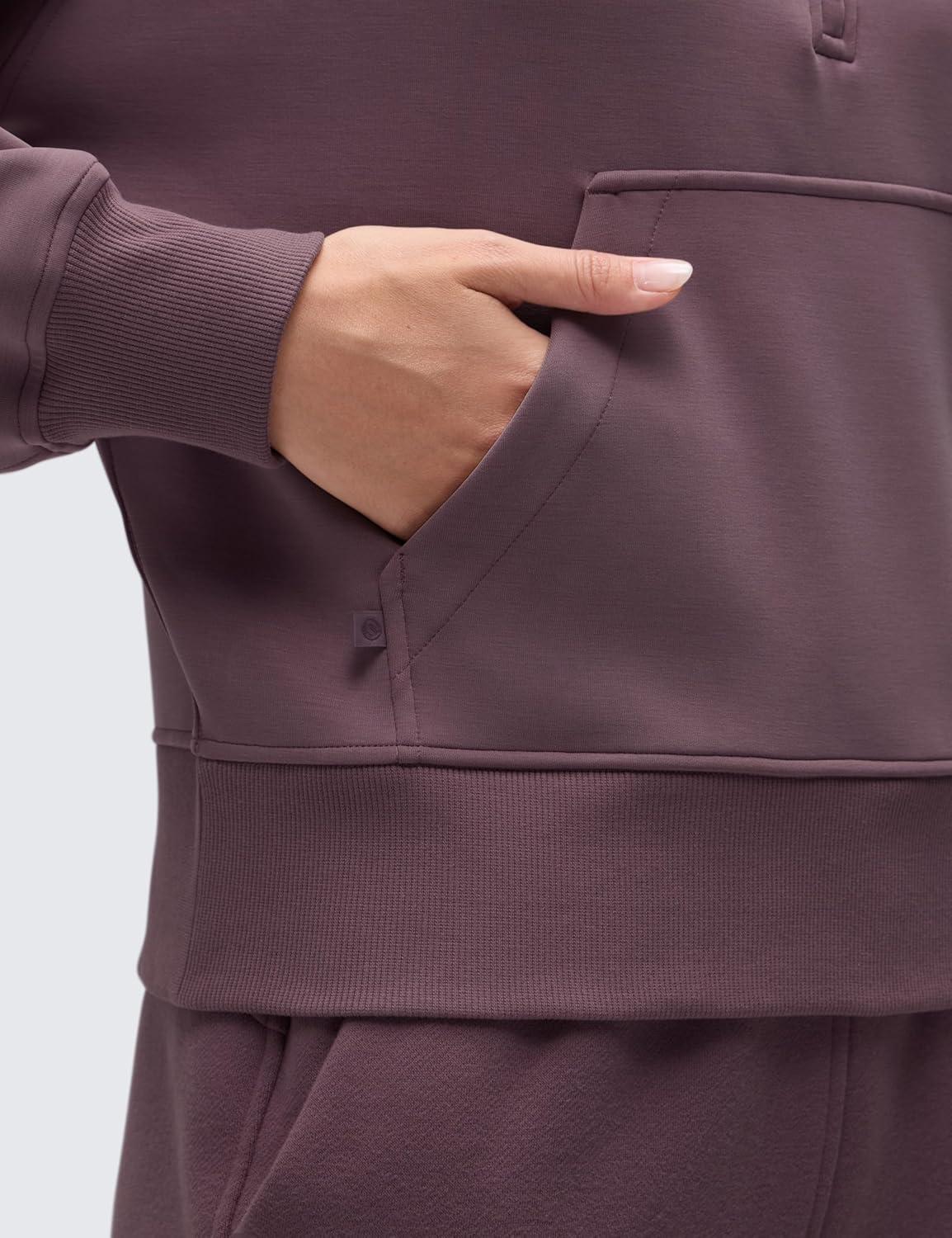 imageCRZ YOGA SoftAura Half Zip Sweatshirt for Women Pullover Workout Casual Funnel Neck Sweat Shirts with PocketRipe Plum