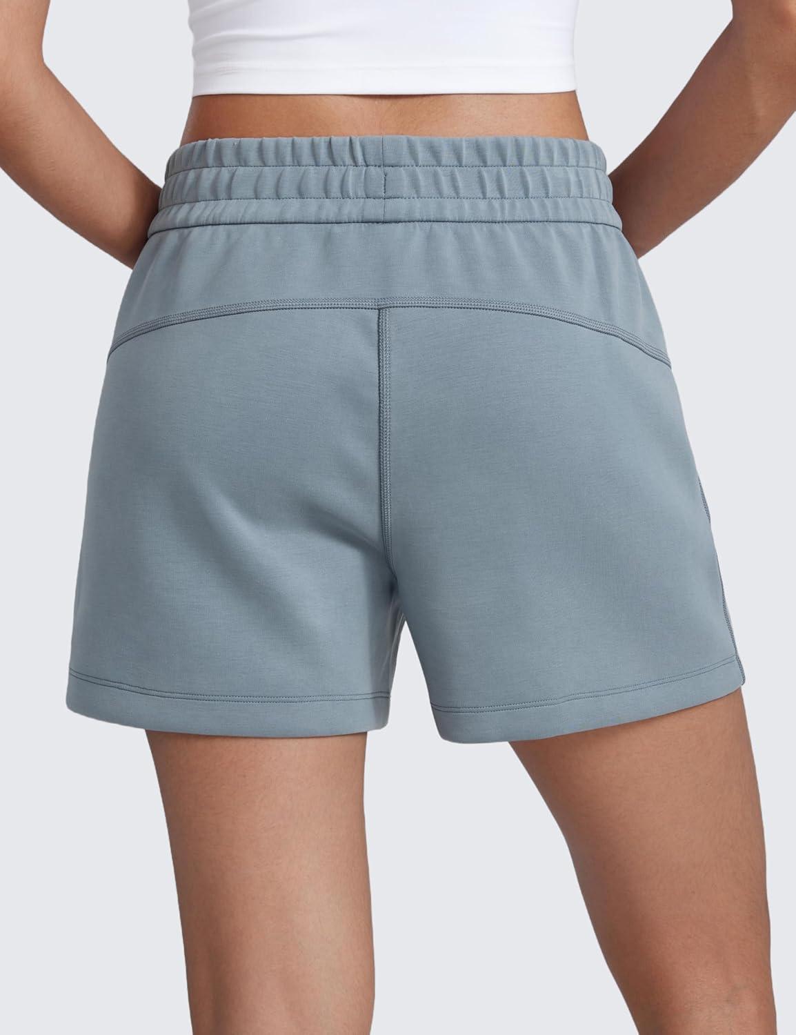 imageCRZ YOGA SoftAura Sweat Shorts for Women 4quot High Waisted Modal for Casual Lounge Athletic with Pockets DrawstringBelgian Blue