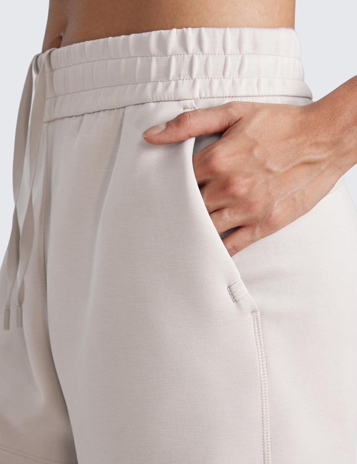 imageCRZ YOGA SoftAura Sweat Shorts for Women 4quot High Waisted Modal for Casual Lounge Athletic with Pockets DrawstringMilky White Bone