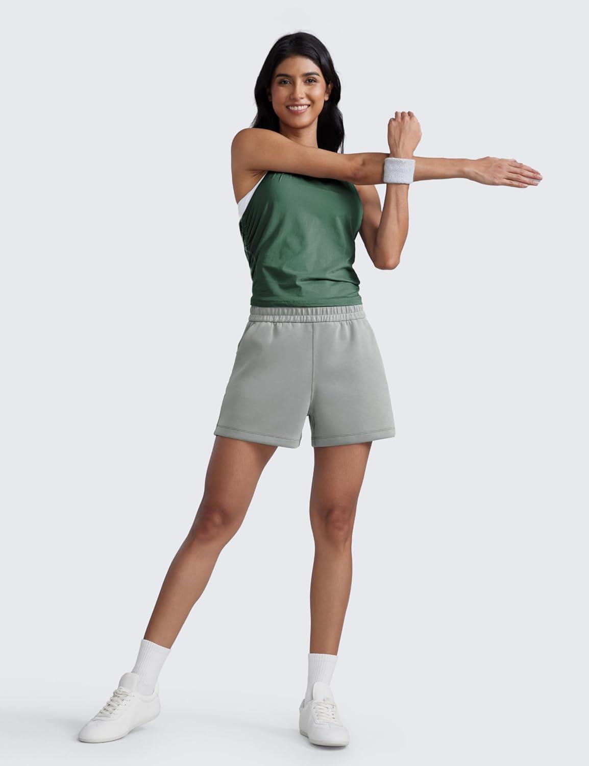 imageCRZ YOGA SoftAura Sweat Shorts for Women 4quot High Waisted Modal for Casual Lounge Athletic with Pockets DrawstringSterling