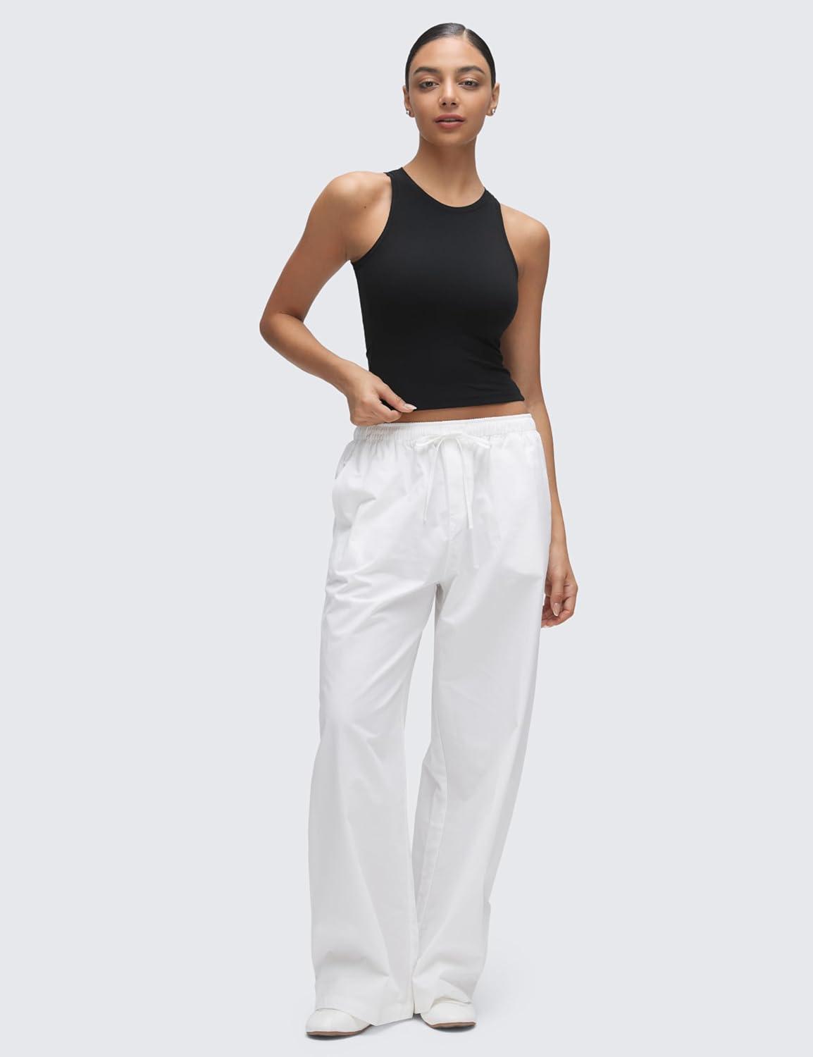 imageCRZ YOGA Softembrace High Neck Tank Tops for Women Casual Going Out Soft Double Lined Basic Summer Sleeveless ShirtsBlack