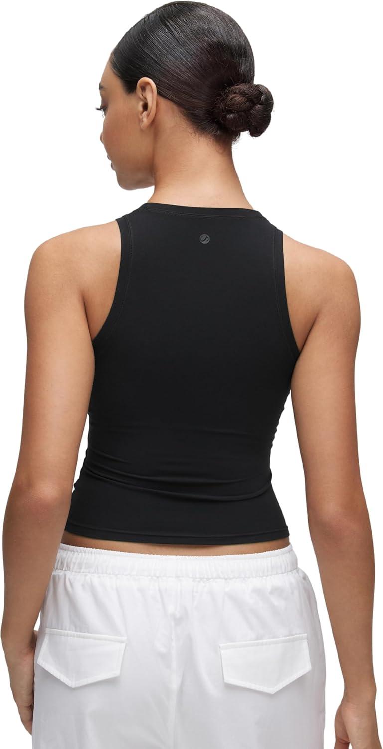 imageCRZ YOGA Softembrace High Neck Tank Tops for Women Casual Going Out Soft Double Lined Basic Summer Sleeveless ShirtsBlack