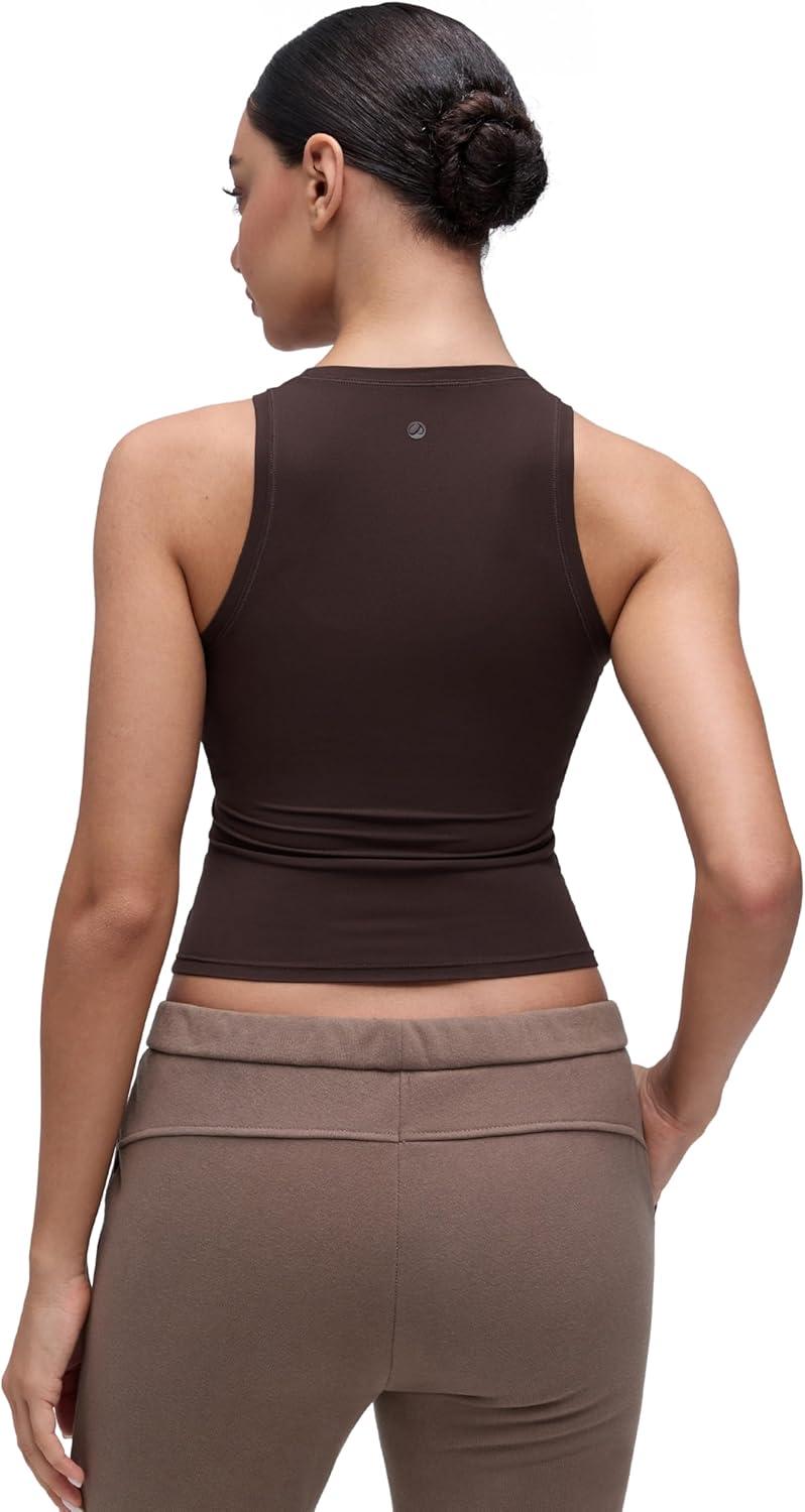 imageCRZ YOGA Softembrace High Neck Tank Tops for Women Casual Going Out Soft Double Lined Basic Summer Sleeveless ShirtsHot Fudge Brown