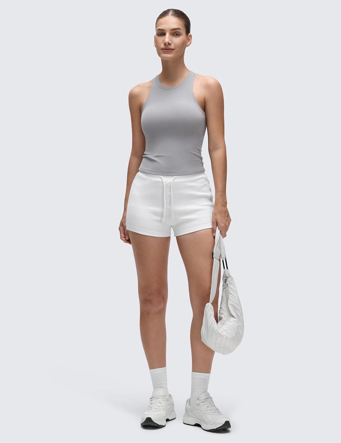 imageCRZ YOGA Softembrace High Neck Tank Tops for Women Casual Going Out Soft Double Lined Basic Summer Sleeveless ShirtsRhino Grey