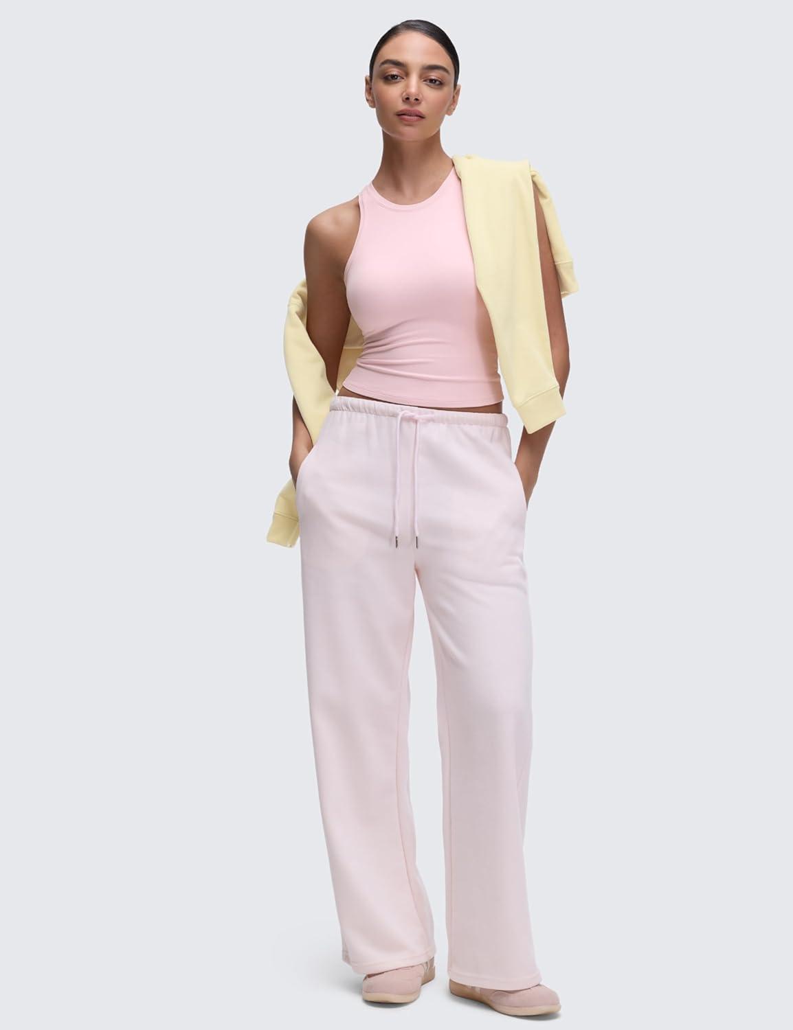 imageCRZ YOGA Softembrace High Neck Tank Tops for Women Casual Going Out Soft Double Lined Basic Summer Sleeveless ShirtsStrawberry Pink