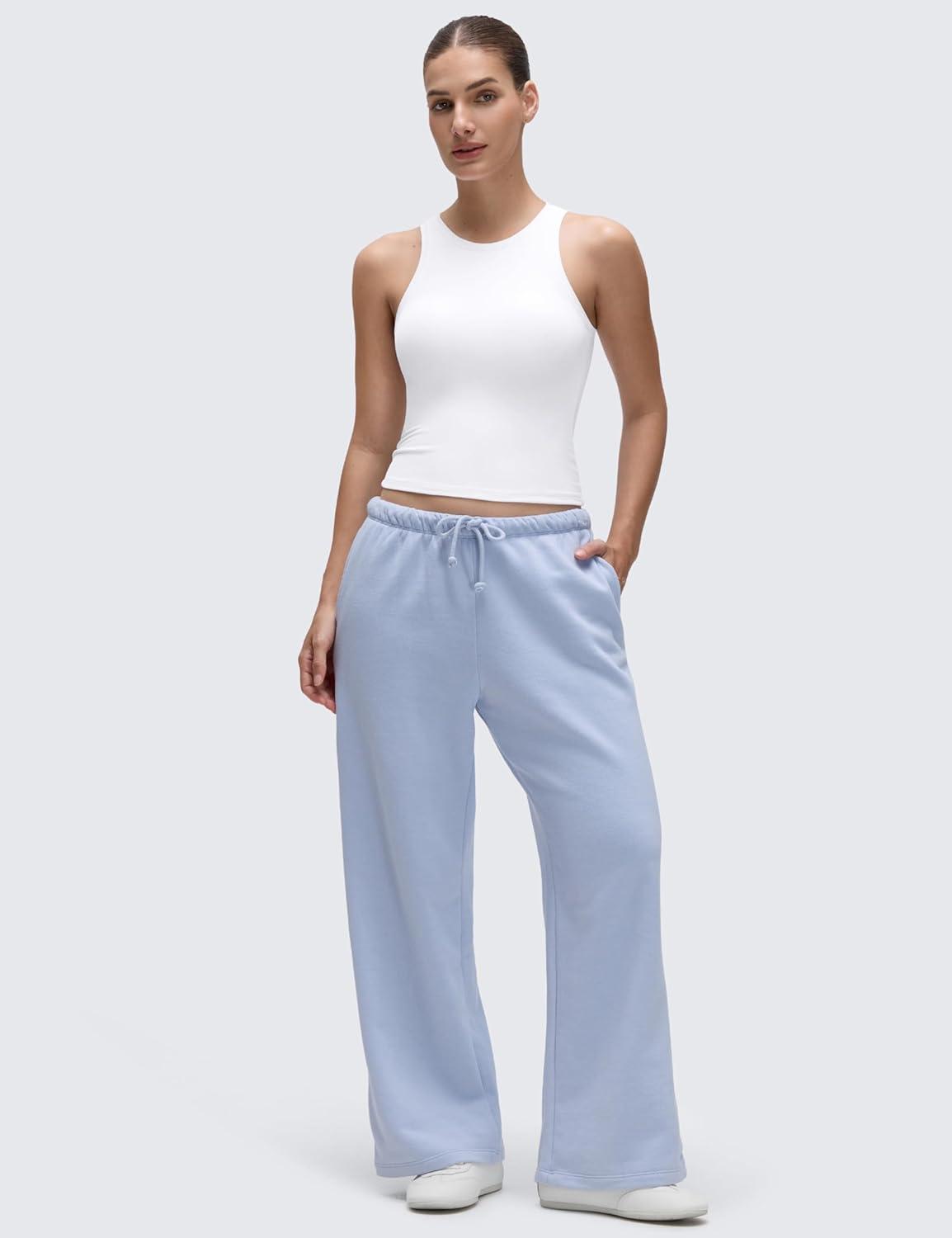 imageCRZ YOGA Softembrace High Neck Tank Tops for Women Casual Going Out Soft Double Lined Basic Summer Sleeveless ShirtsWhite