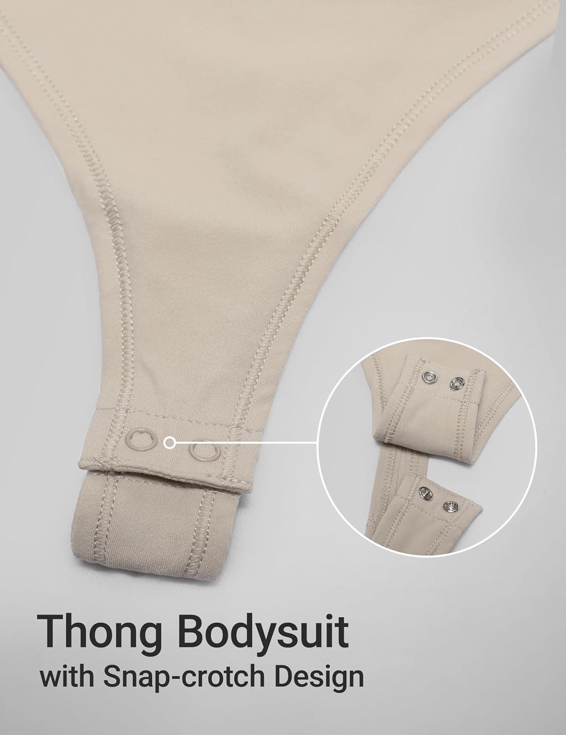 imageCRZ YOGA Softembrace Long Sleeve Bodysuits for Women Crewneck Basic Casual Travel Thong Body Suits Fitted TopsMojave Tan