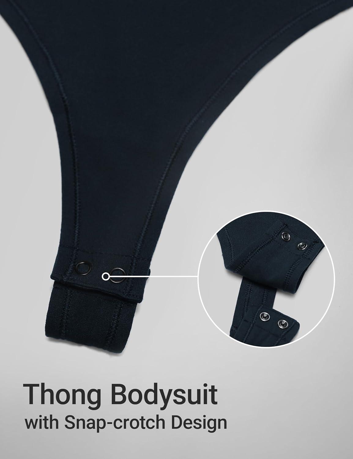imageCRZ YOGA Softembrace Long Sleeve Bodysuits for Women Crewneck Basic Casual Travel Thong Body Suits Fitted TopsTrue Navy
