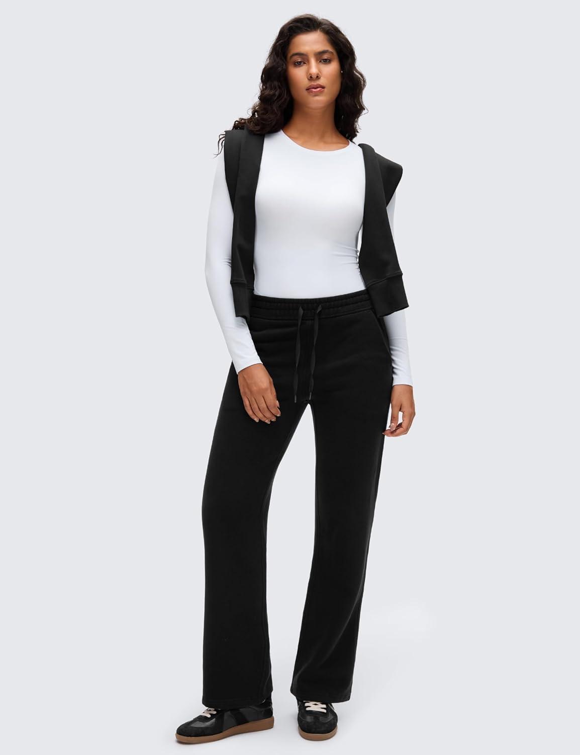 imageCRZ YOGA Softembrace Long Sleeve Bodysuits for Women Crewneck Basic Casual Travel Thong Body Suits Fitted TopsWhite