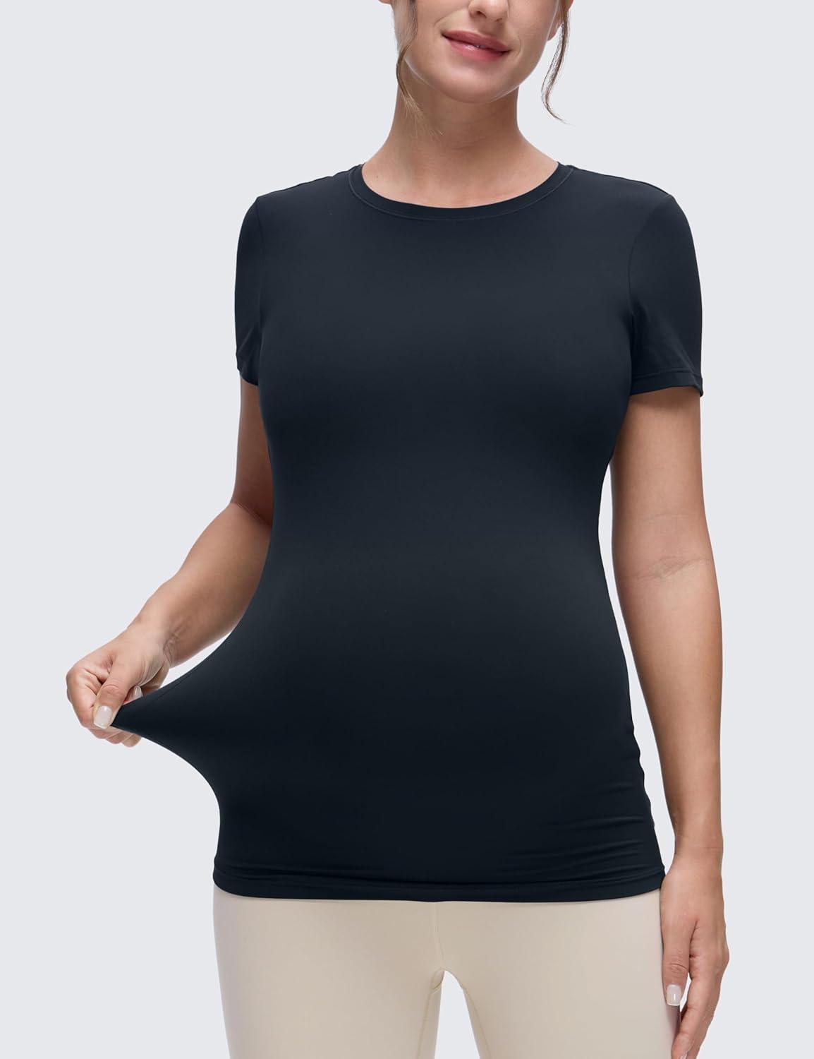 imageCRZ YOGA Softembrace Maternity Crewneck Short Sleeve Shirts Soft Casual Pregnancy Tops Going Out Basic TShirts for WomenTrue Navy