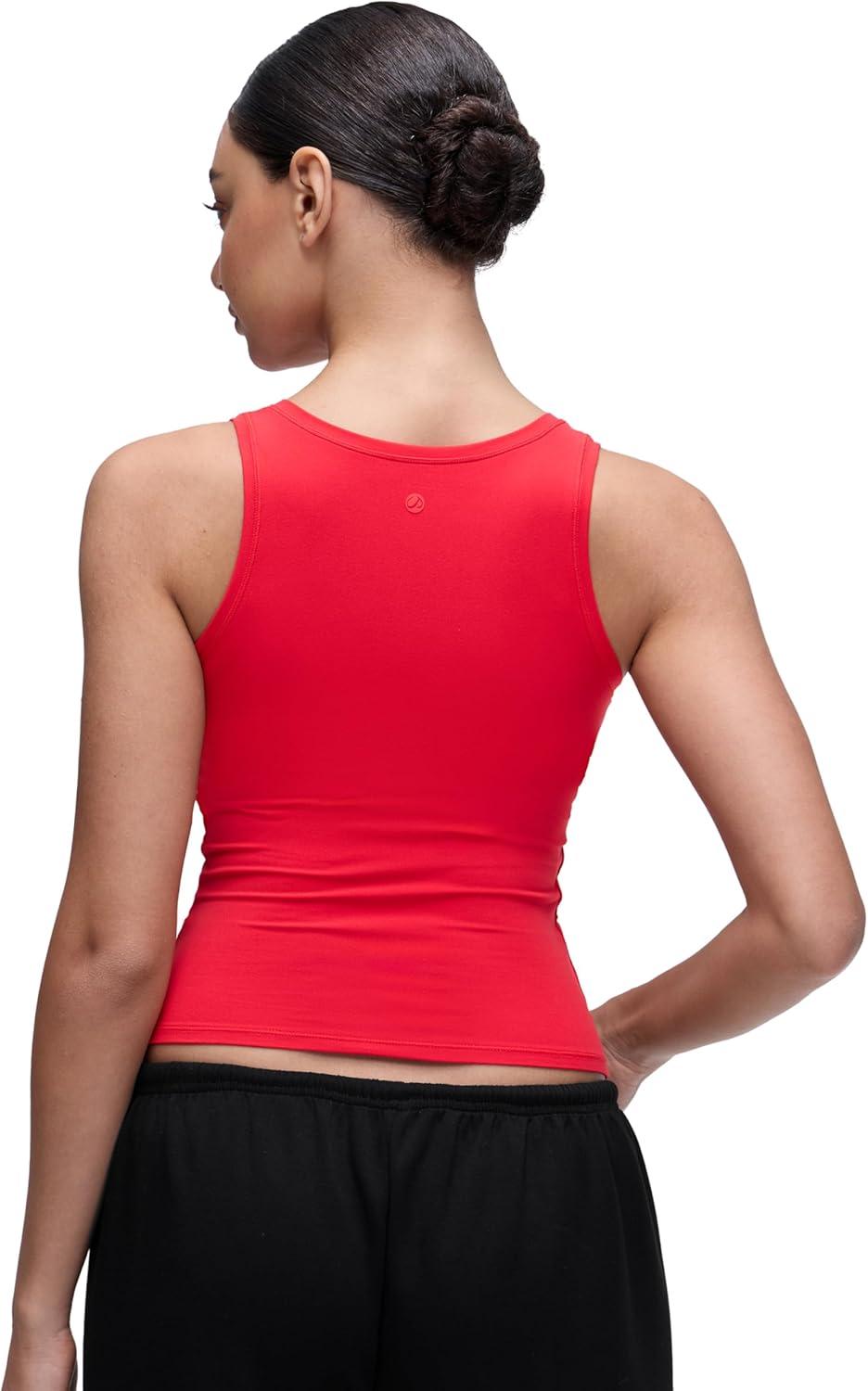 imageCRZ YOGA Softembrace Scoop Neck Tank Tops for Women Casual Going Out Soft Double Lined Crop Basic Sleeveless ShirtsAurora Red