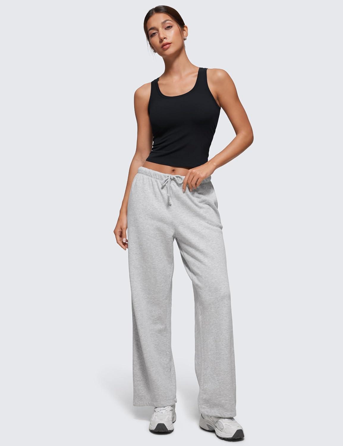 imageCRZ YOGA Softembrace Scoop Neck Tank Tops for Women Casual Going Out Soft Double Lined Crop Basic Sleeveless ShirtsBlack