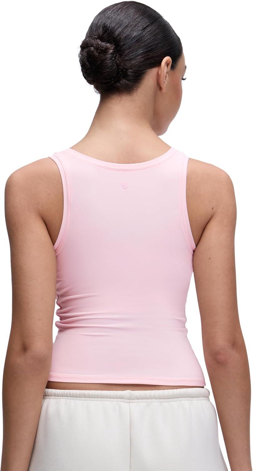 imageCRZ YOGA Softembrace Scoop Neck Tank Tops for Women Casual Going Out Soft Double Lined Crop Basic Sleeveless ShirtsStrawberry Pink