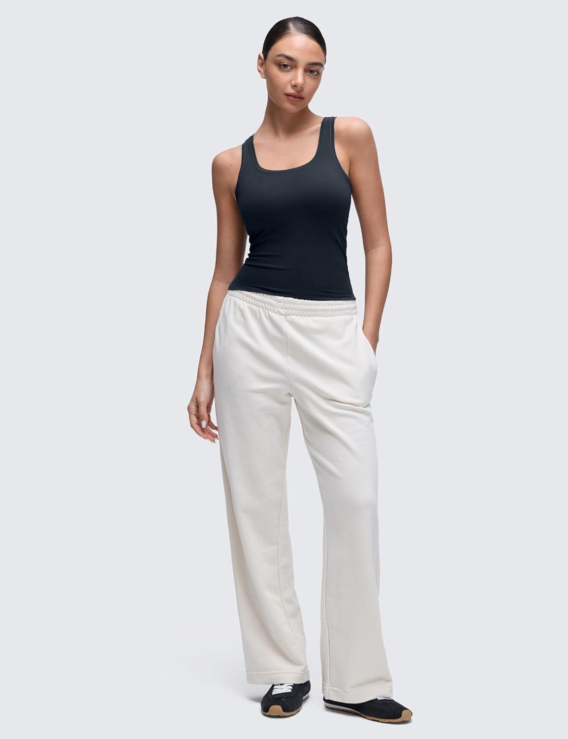 imageCRZ YOGA Softembrace Scoop Neck Tank Tops for Women Casual Going Out Soft Double Lined Crop Basic Sleeveless ShirtsTrue Navy