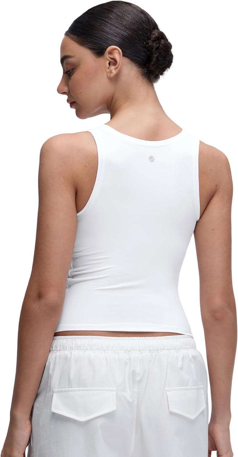 imageCRZ YOGA Softembrace Scoop Neck Tank Tops for Women Casual Going Out Soft Double Lined Crop Basic Sleeveless ShirtsWhite