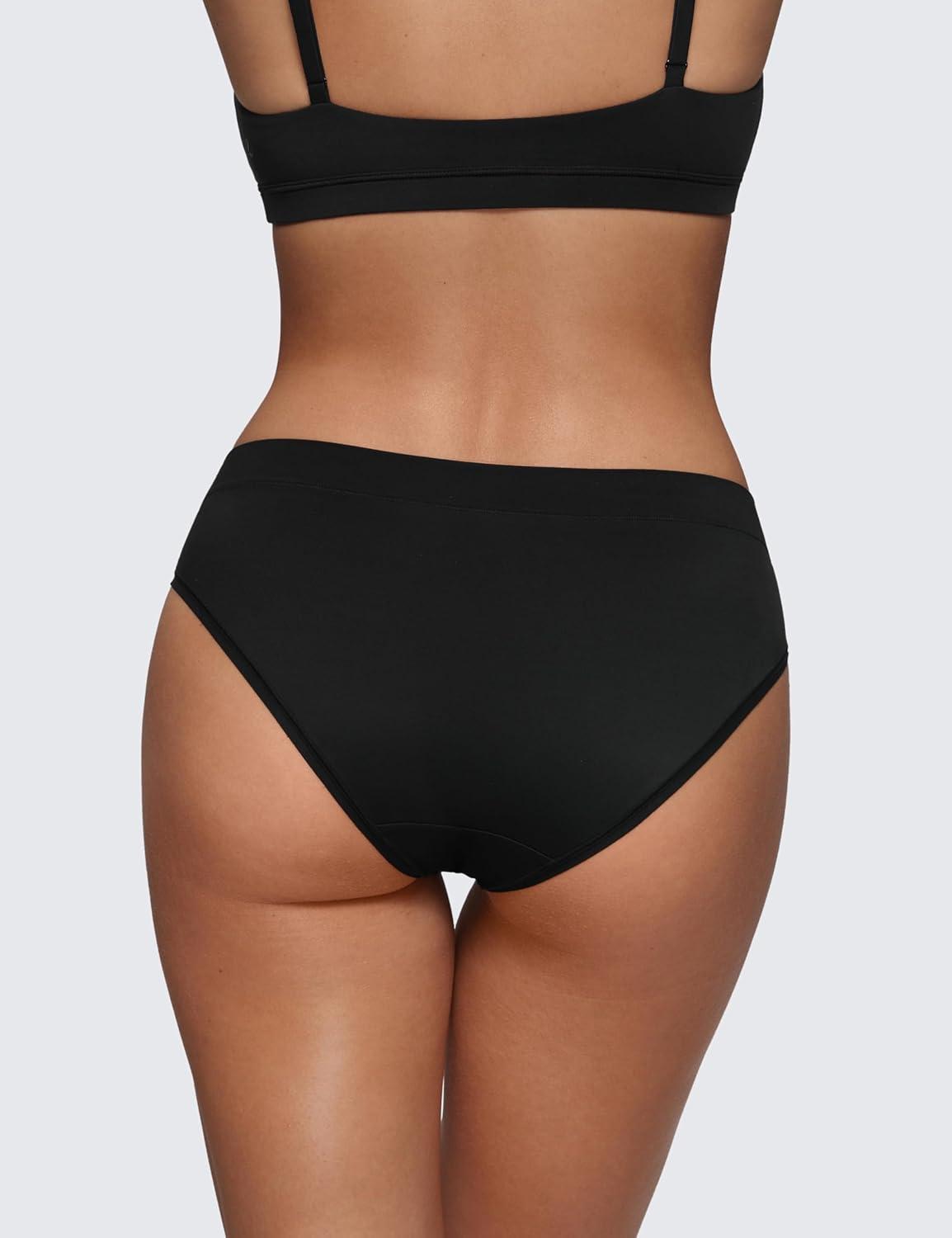 imageCRZ YOGA Softhold Bikini Underwear for Women Sexy Tagless Hipster Stretch Breathable Ladies Cheeky Panties 3 PackBlack 3pack