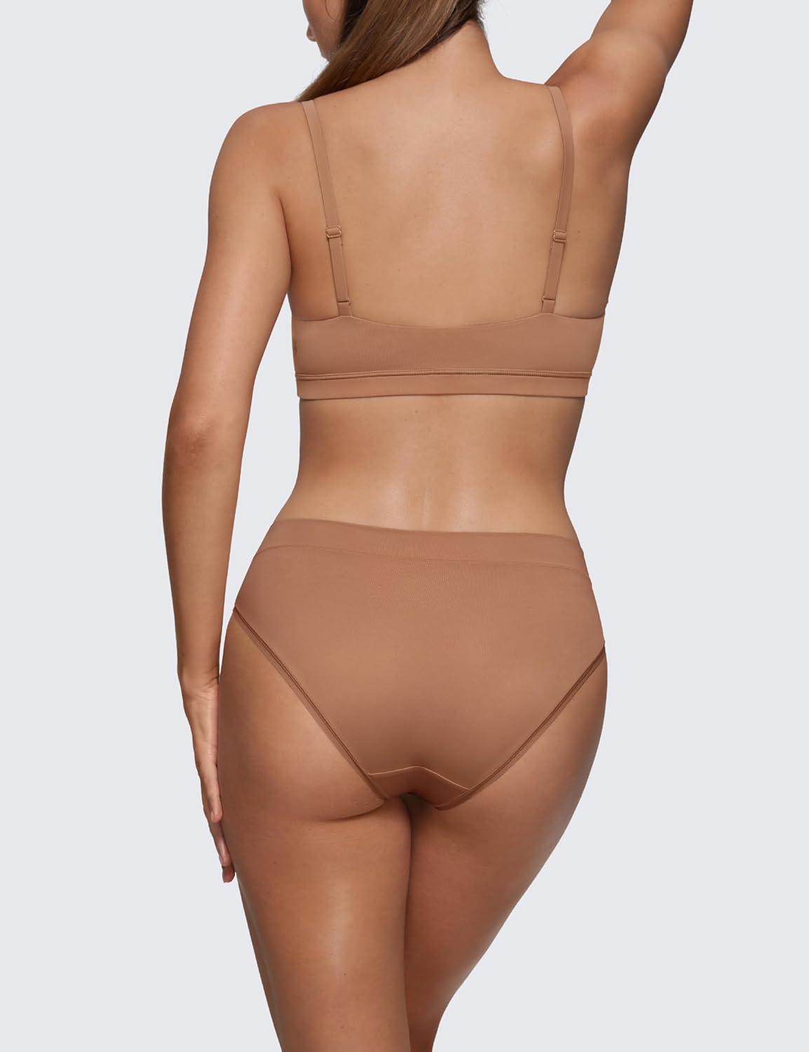 imageCRZ YOGA Softhold Bikini Underwear for Women Sexy Tagless Hipster Stretch Breathable Ladies Cheeky Panties 3 PackGravel 3pack