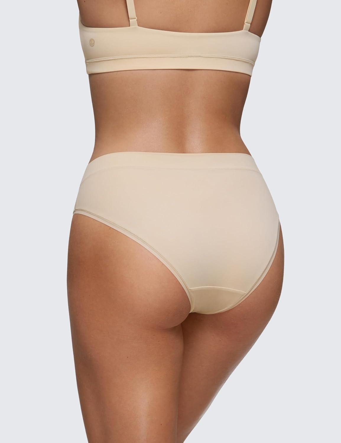 imageCRZ YOGA Softhold Bikini Underwear for Women Sexy Tagless Hipster Stretch Breathable Ladies Cheeky Panties 3 PackMojave Tan 23pack