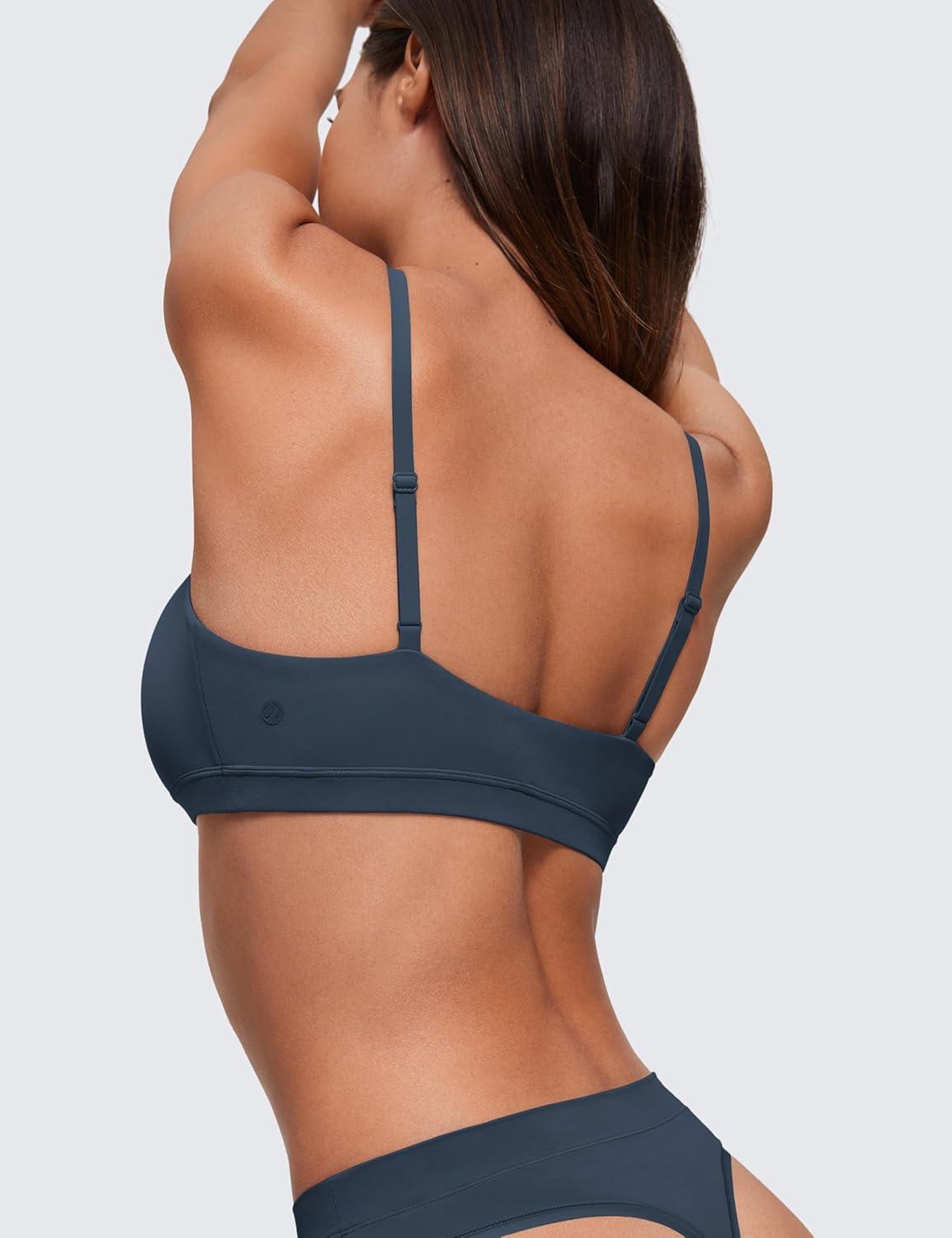 imageCRZ YOGA Softhold Double Lined Scoop Neck Bralette Womens Adjustable Straps Cami Wireless Sleep TShirt Everyday BraSargasso