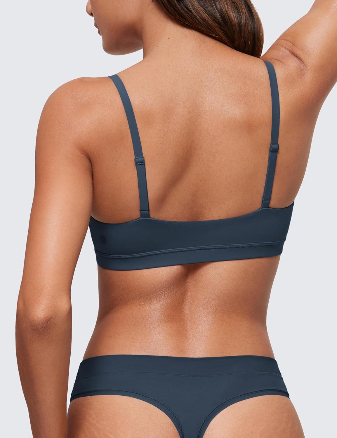 imageCRZ YOGA Softhold Double Lined Scoop Neck Bralette Womens Adjustable Straps Cami Wireless Sleep TShirt Everyday BraSargasso