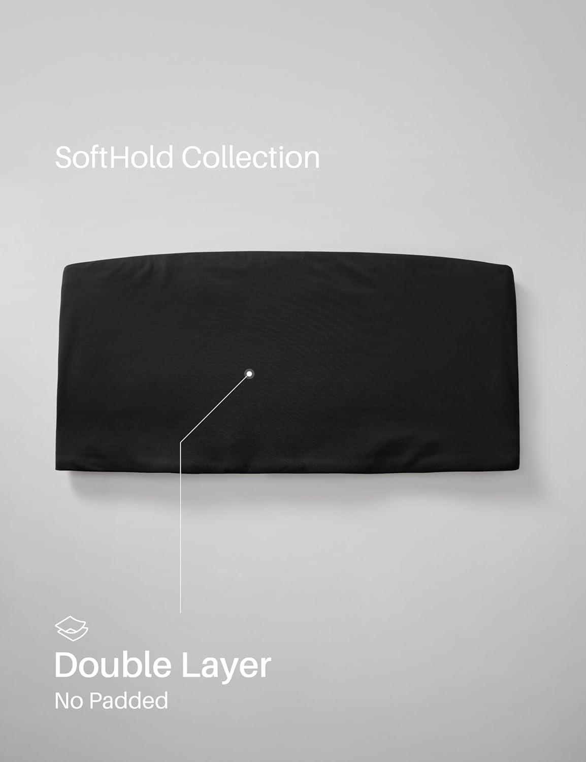 imageCRZ YOGA Softhold Double Lined Strapless Bralette Stretchy Smooth Womens Tube Tops Bandeau Wireless TShirt Everyday BraBlack