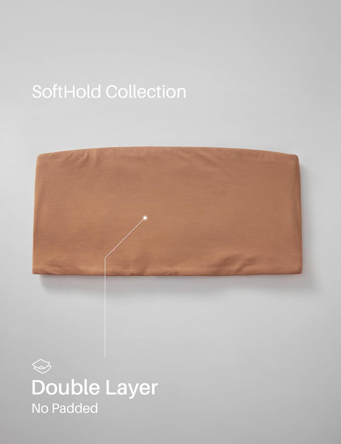 imageCRZ YOGA Softhold Double Lined Strapless Bralette Stretchy Smooth Womens Tube Tops Bandeau Wireless TShirt Everyday BraGravel Beige