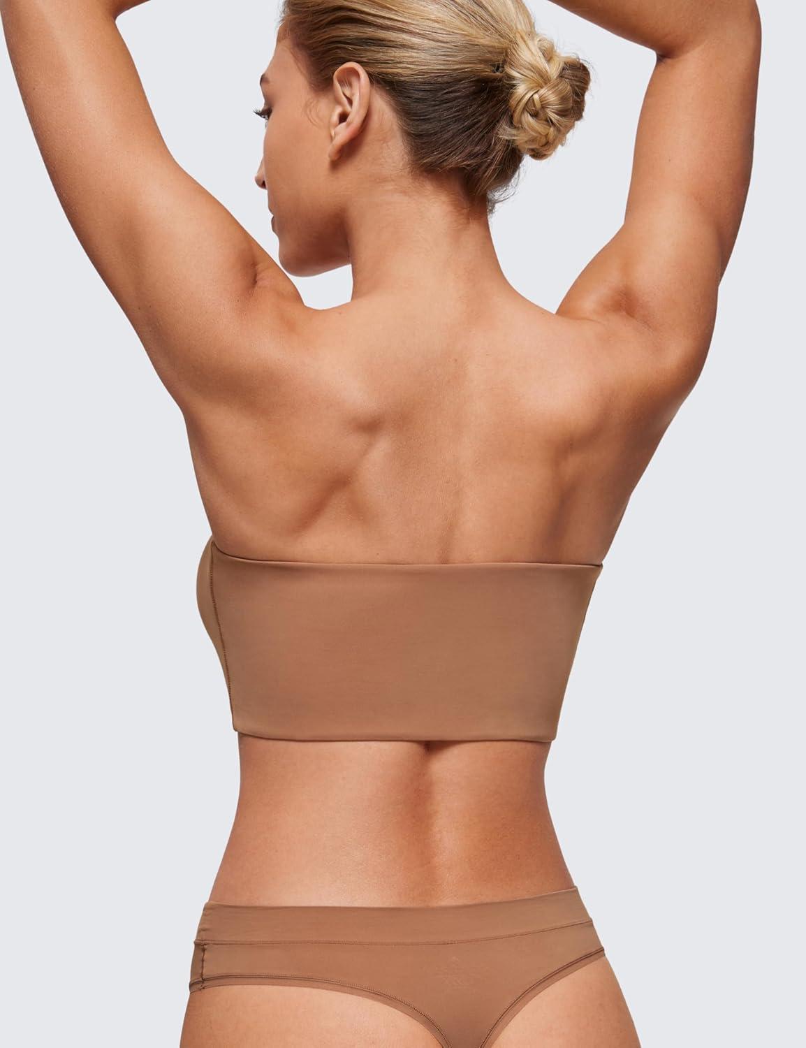 imageCRZ YOGA Softhold Double Lined Strapless Bralette Stretchy Smooth Womens Tube Tops Bandeau Wireless TShirt Everyday BraGravel Beige