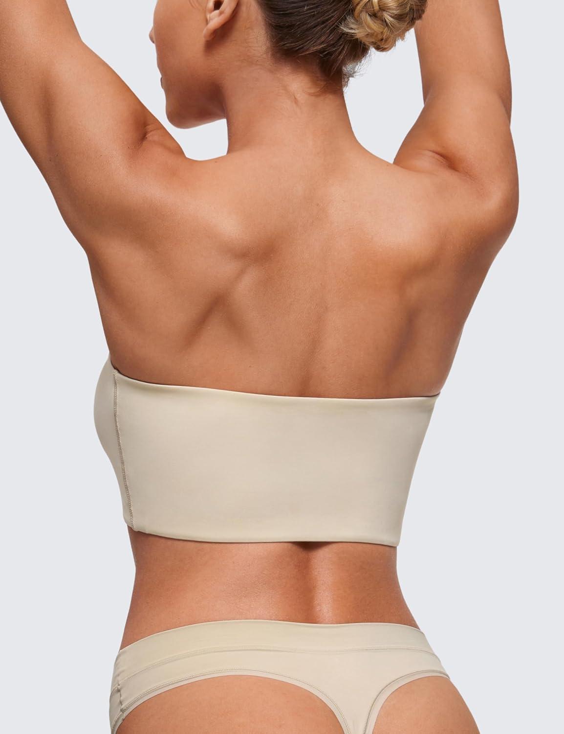 imageCRZ YOGA Softhold Double Lined Strapless Bralette Stretchy Smooth Womens Tube Tops Bandeau Wireless TShirt Everyday BraMojave Tan 2