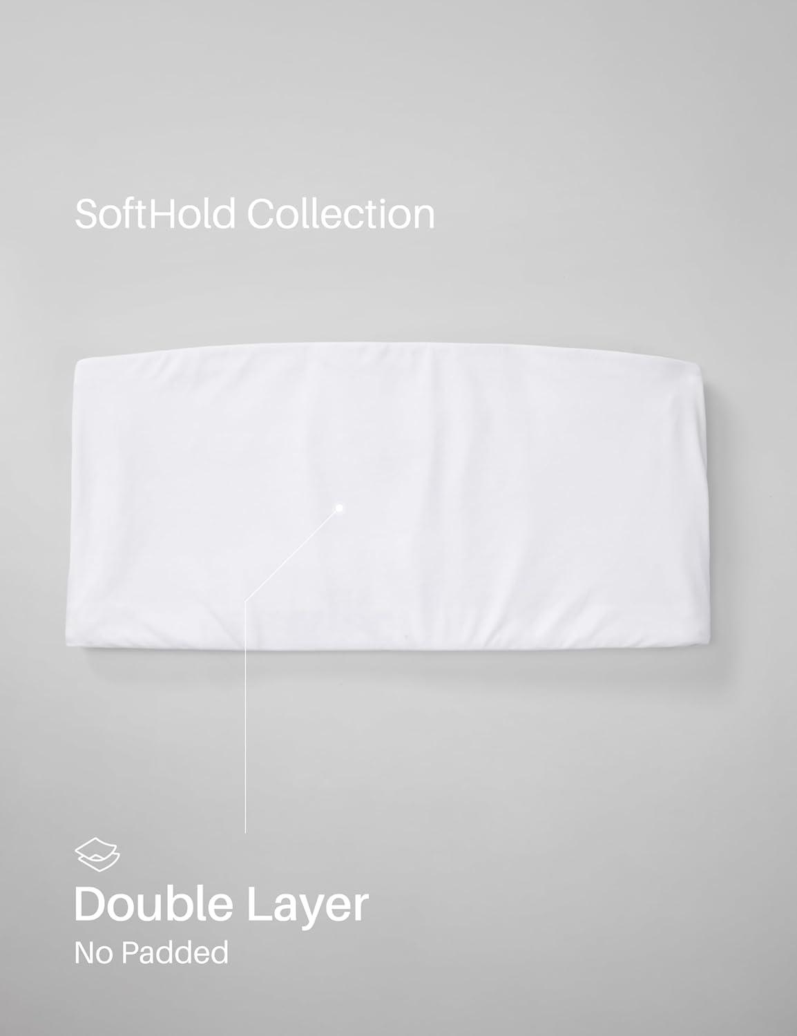 imageCRZ YOGA Softhold Double Lined Strapless Bralette Stretchy Smooth Womens Tube Tops Bandeau Wireless TShirt Everyday BraSnow White