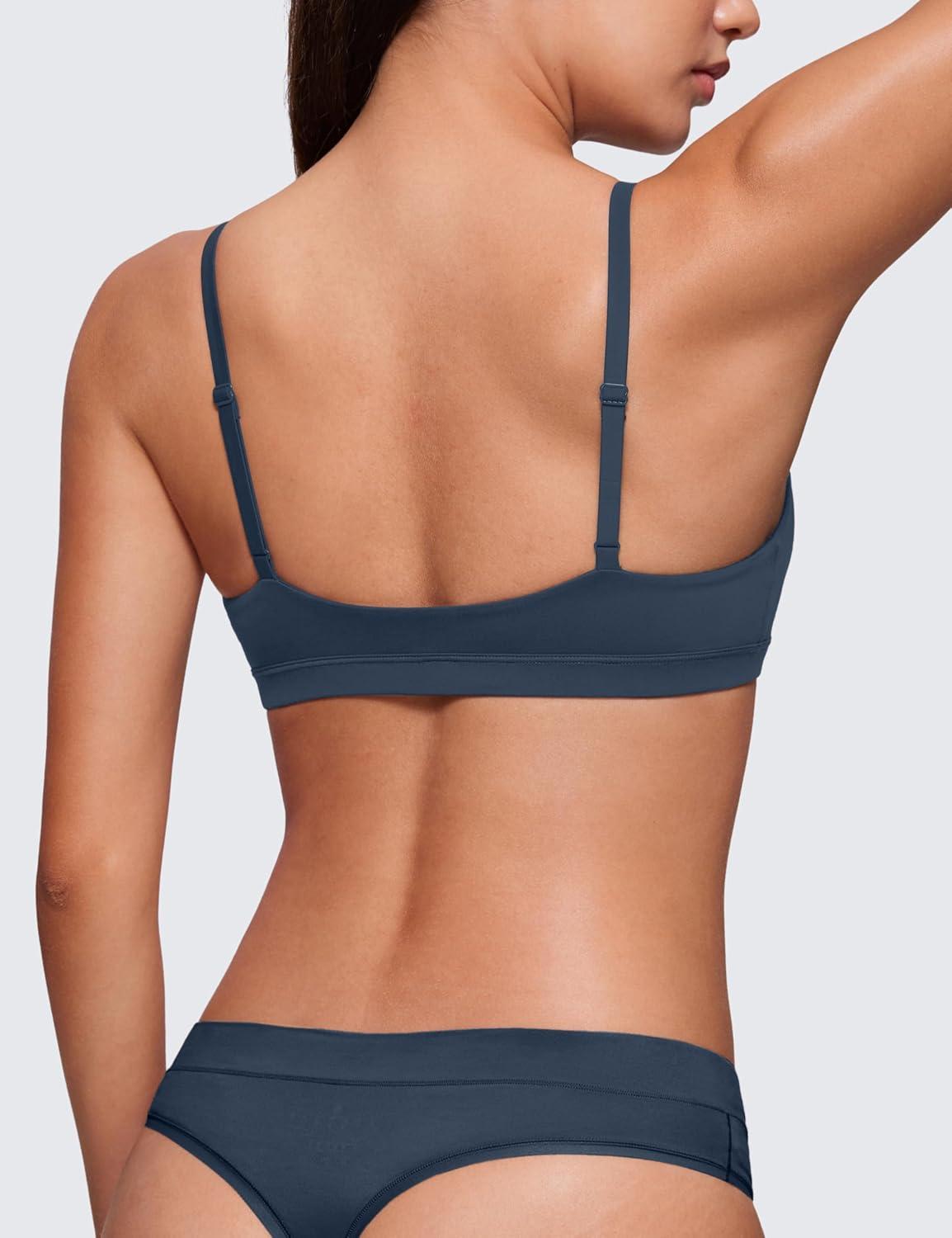 imageCRZ YOGA Softhold Double Lined Triangle Bralette Womens Adjustable Straps Wireless Cami Plunge TShirt Everyday Bra ComfySargasso