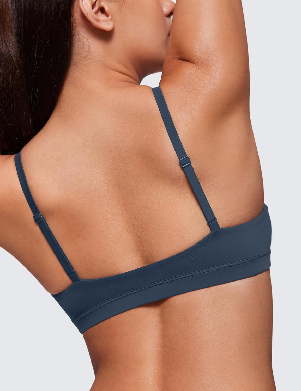 imageCRZ YOGA Softhold Double Lined Triangle Bralette Womens Adjustable Straps Wireless Cami Plunge TShirt Everyday Bra ComfySargasso