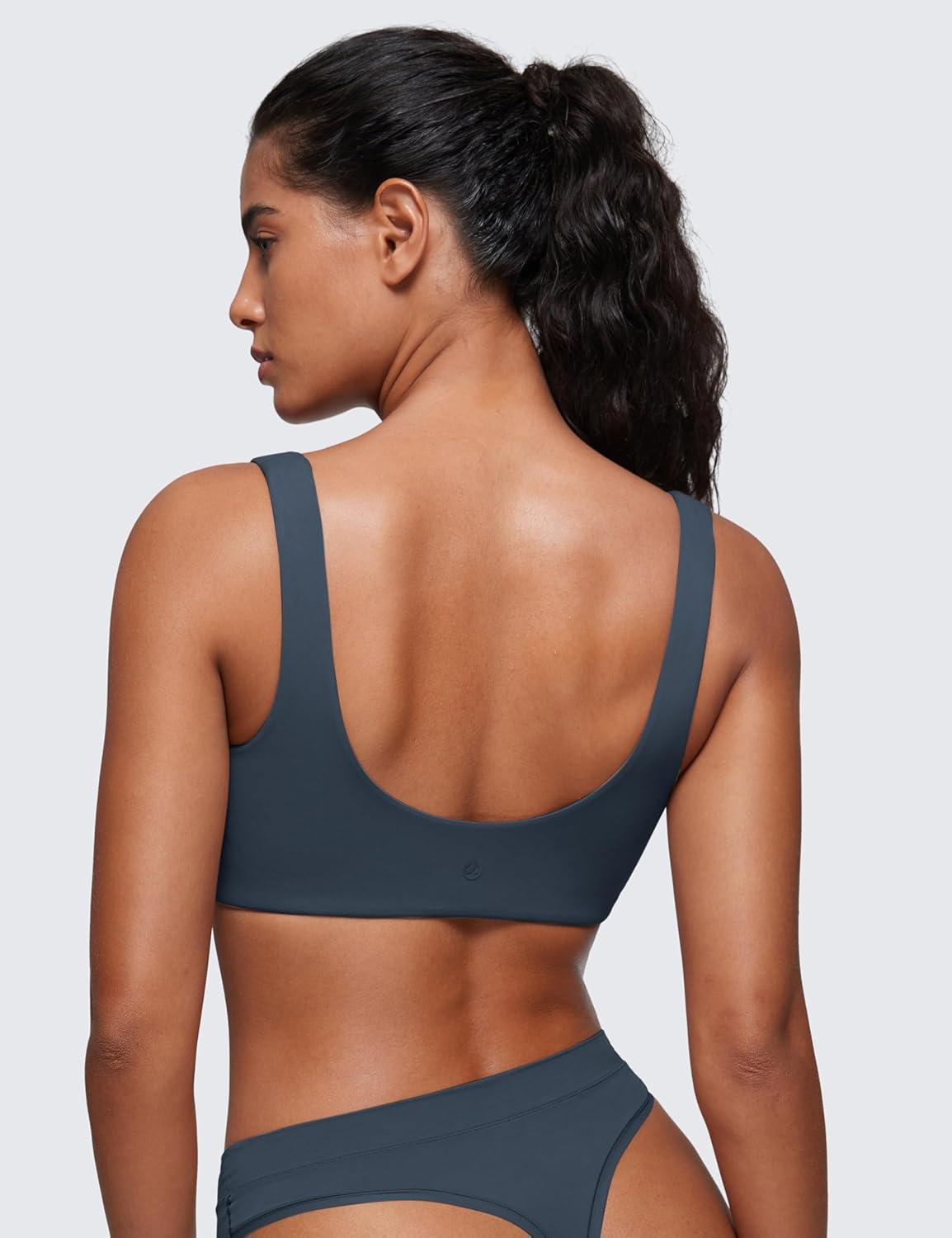 imageCRZ YOGA Softhold Double Lined U Back Bralette Womens Scoop Neck Lounge TShirt Everyday Bras Smooth Wireless CamiSargasso