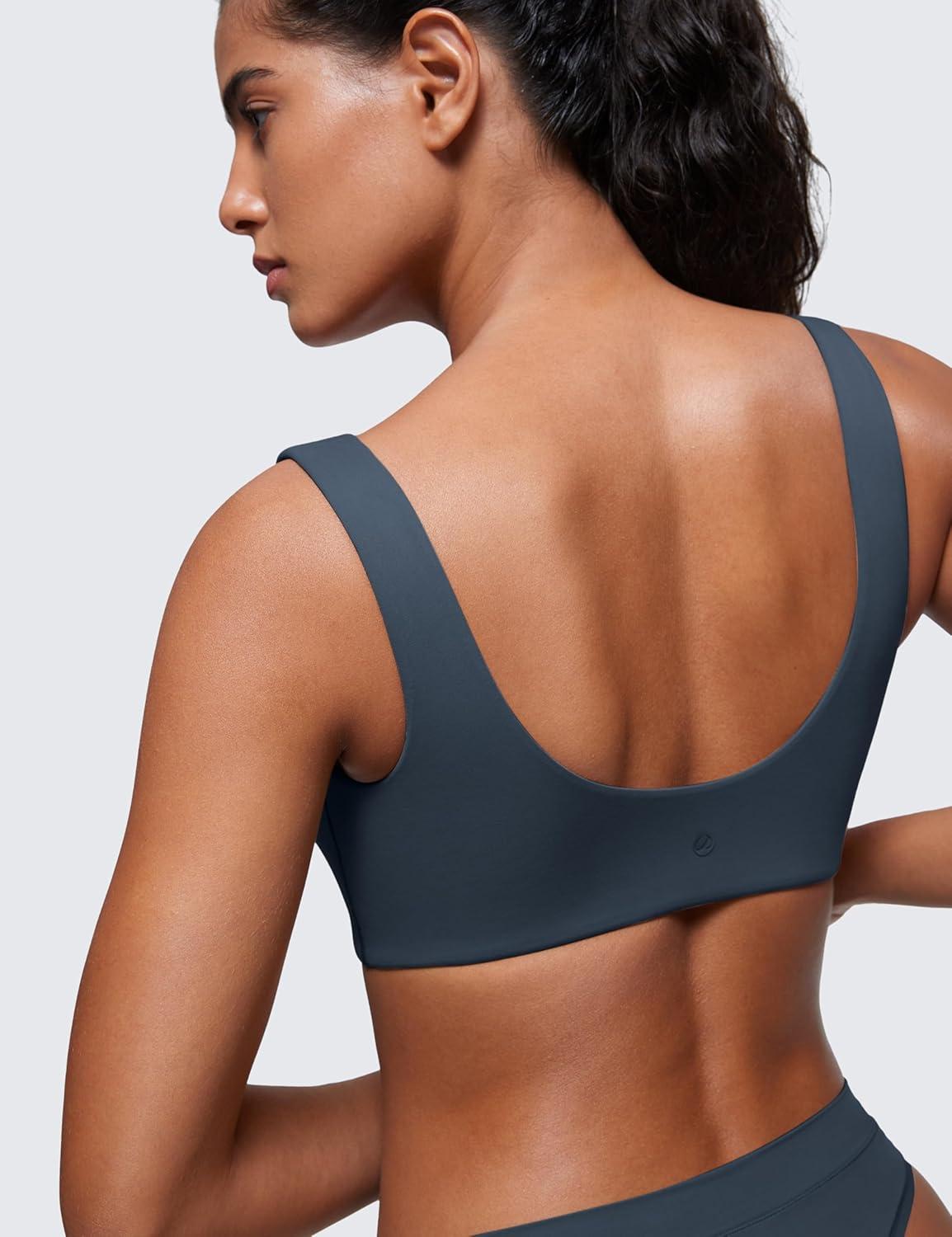 imageCRZ YOGA Softhold Double Lined U Back Bralette Womens Scoop Neck Lounge TShirt Everyday Bras Smooth Wireless CamiSargasso