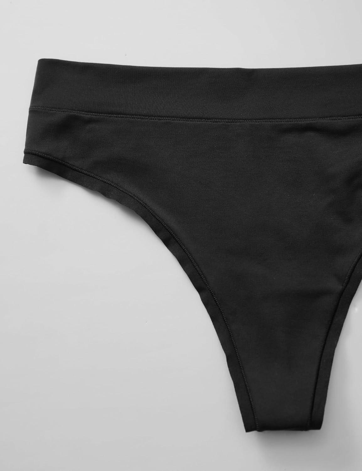 imageCRZ YOGA Softhold High Rise Thongs for Women Sexy Tagless Comfortable Panties Smooth Breathable Ladies Underwear 3 PackBlack 3pack