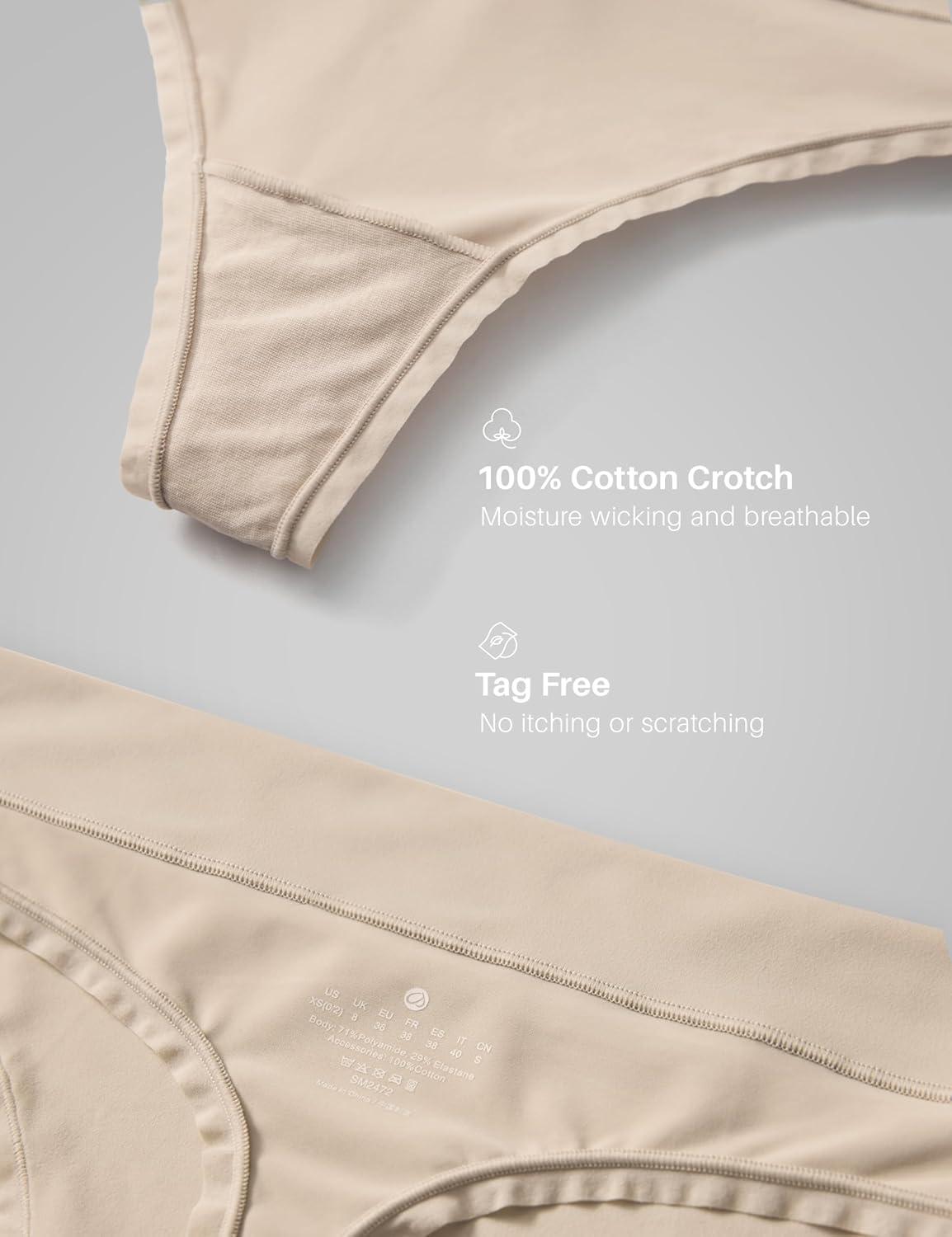 imageCRZ YOGA Softhold High Rise Thongs for Women Sexy Tagless Comfortable Panties Smooth Breathable Ladies Underwear 3 PackMojave Tan 23pack