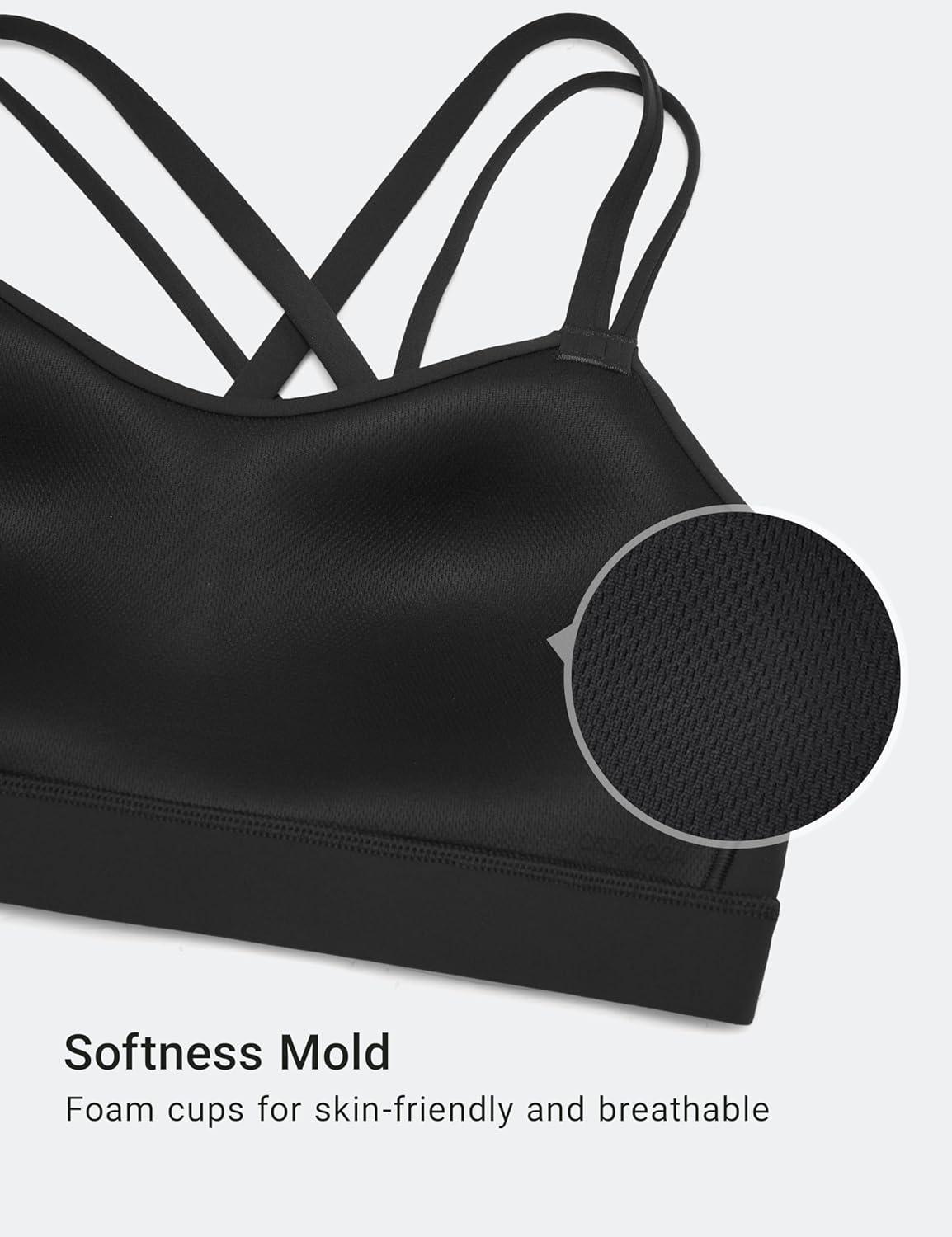 imageCRZ YOGA Softness Mold Butterluxe DDD Cup Longline Sports Bras for Women Supportive Double Straps Cross Back Yoga TopBlack