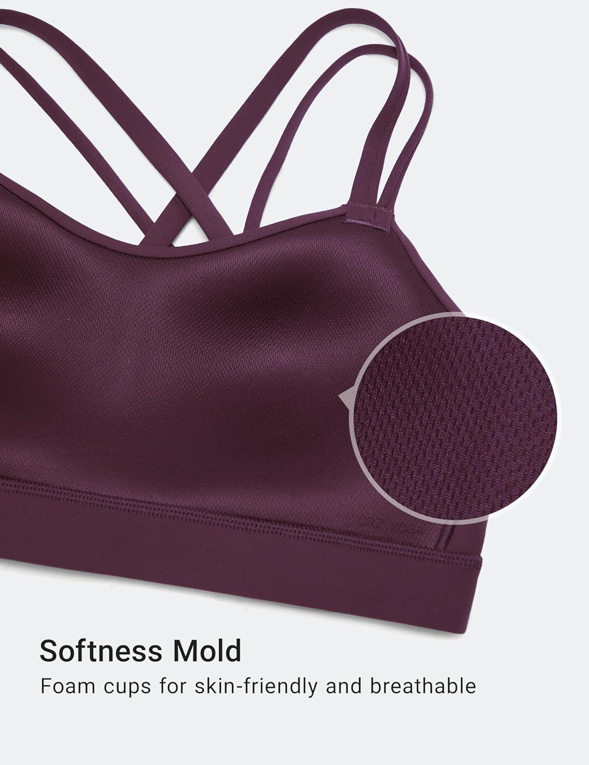 imageCRZ YOGA Softness Mold Butterluxe DDD Cup Longline Sports Bras for Women Supportive Double Straps Cross Back Yoga TopDeep Purple