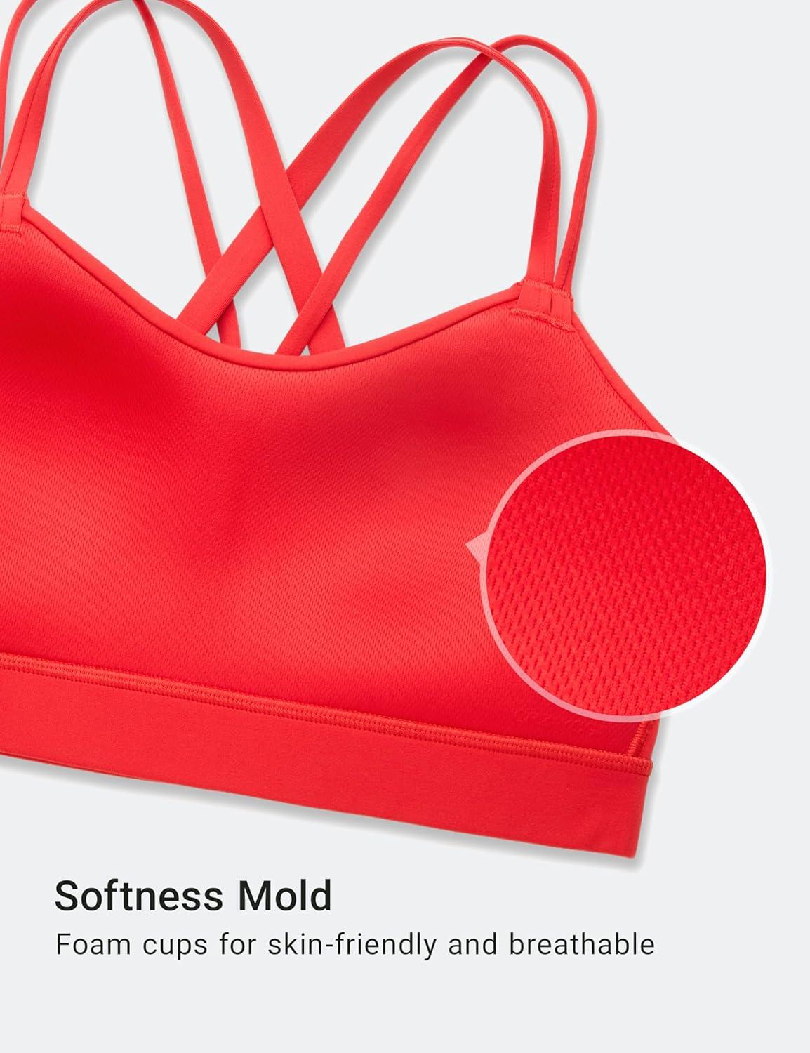 imageCRZ YOGA Softness Mold Butterluxe DDD Cup Longline Sports Bras for Women Supportive Double Straps Cross Back Yoga TopDeep Red