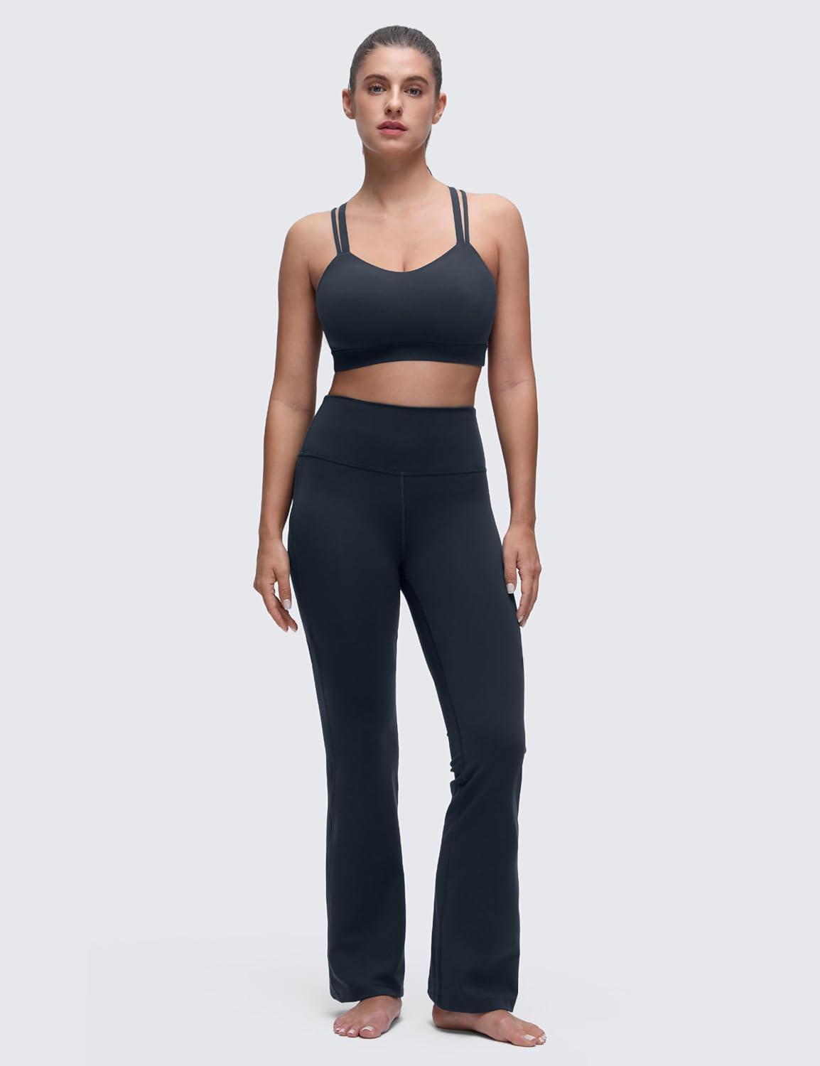 imageCRZ YOGA Softness Mold Butterluxe DDD Cup Longline Sports Bras for Women Supportive Double Straps Cross Back Yoga TopTrue Navy