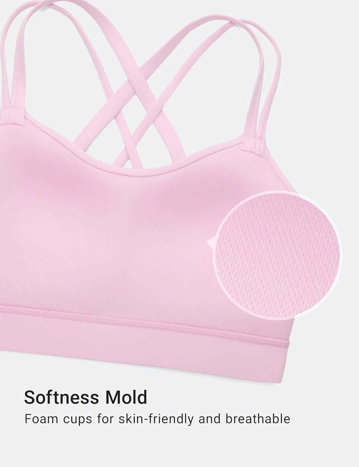 imageCRZ YOGA Softness Mold Butterluxe DDD Cup Longline Sports Bras for Women Supportive Double Straps Cross Back Yoga TopVita Pink