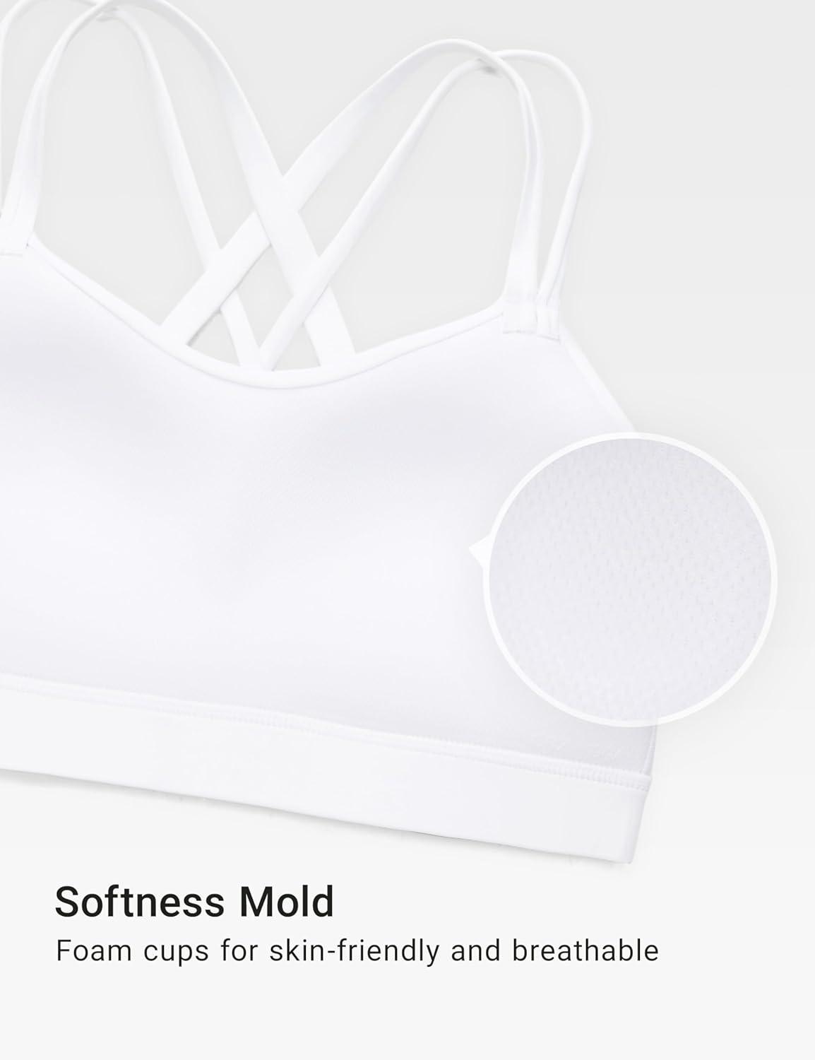 imageCRZ YOGA Softness Mold Butterluxe DDD Cup Longline Sports Bras for Women Supportive Double Straps Cross Back Yoga TopWhite