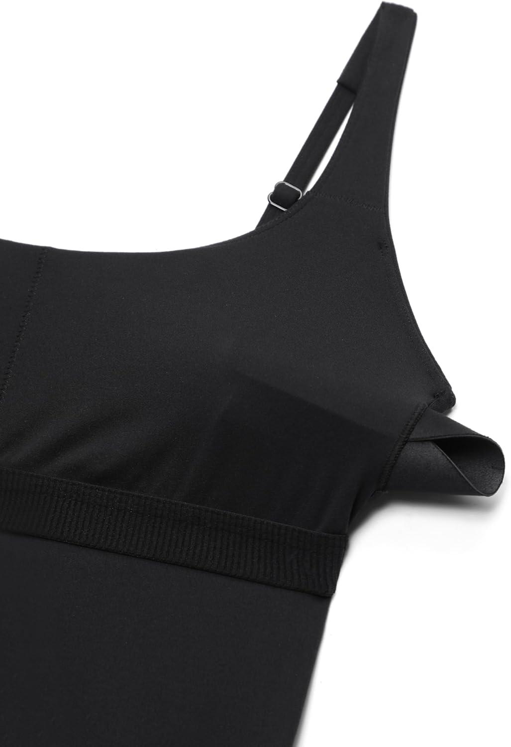 imageCRZ YOGA Square Neck Maxi Dress for Women Flowy Sleeveless Padded Travel Casual Outfits with Side PocketsBlack