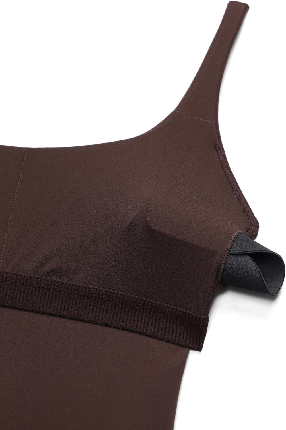 imageCRZ YOGA Square Neck Maxi Dress for Women Flowy Sleeveless Padded Travel Casual Outfits with Side PocketsHot Fudge Brown