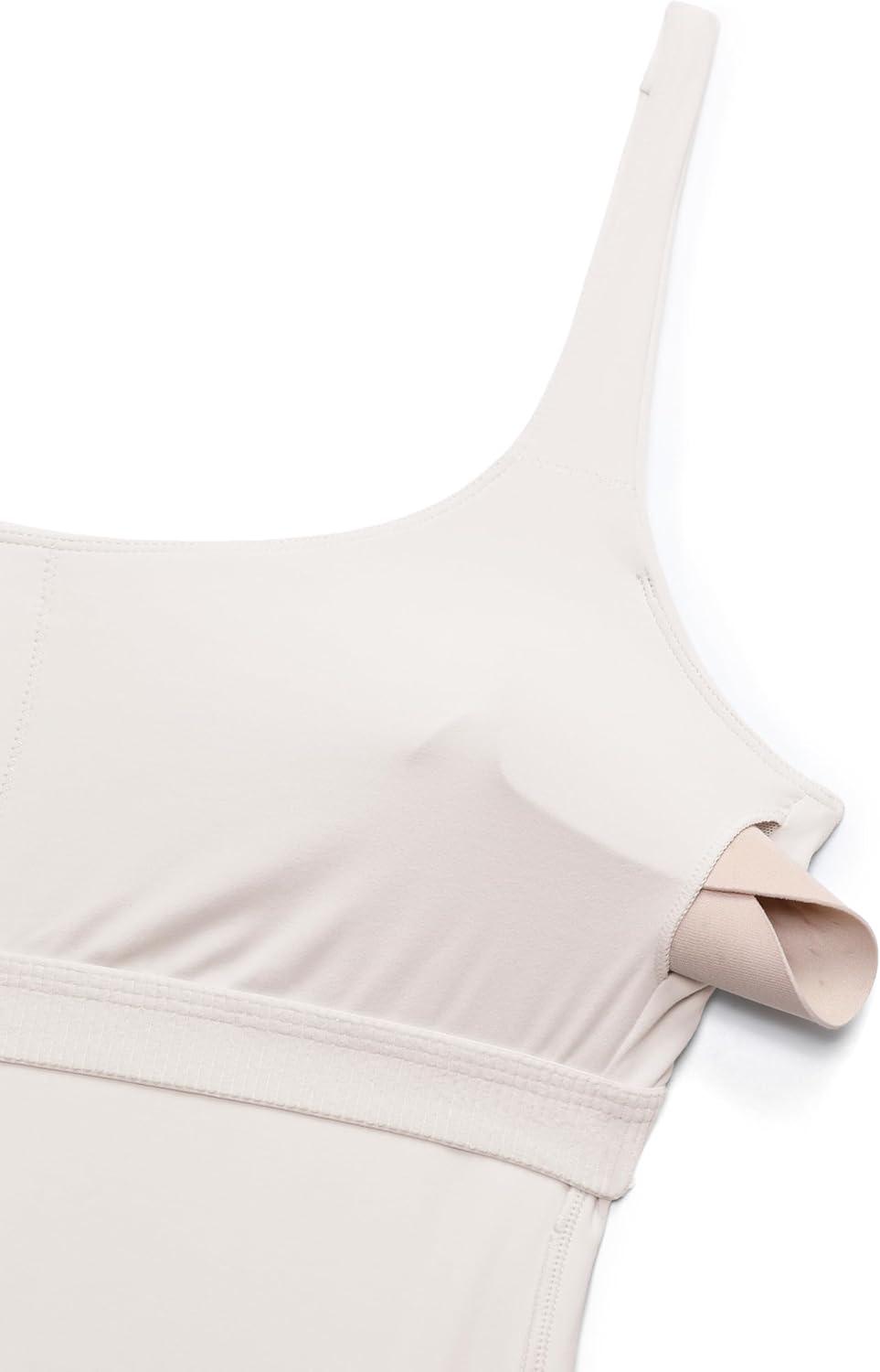 imageCRZ YOGA Square Neck Maxi Dress for Women Flowy Sleeveless Padded Travel Casual Outfits with Side PocketsMilky White